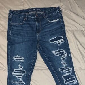 American Eagle Outfitters Women's Ripped Blue Skinny Jeans